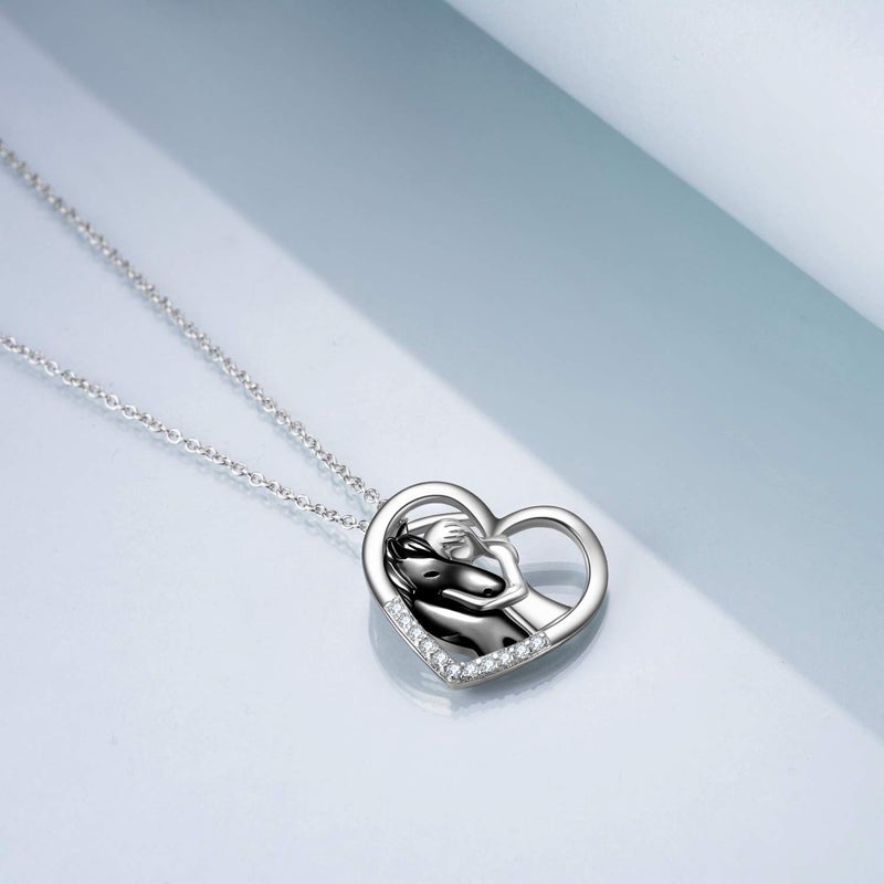 YFN Black Horse Pendant Necklace Jewelry 925 Sterling Silver Women Embrace Horse Gift for Women - Image 3